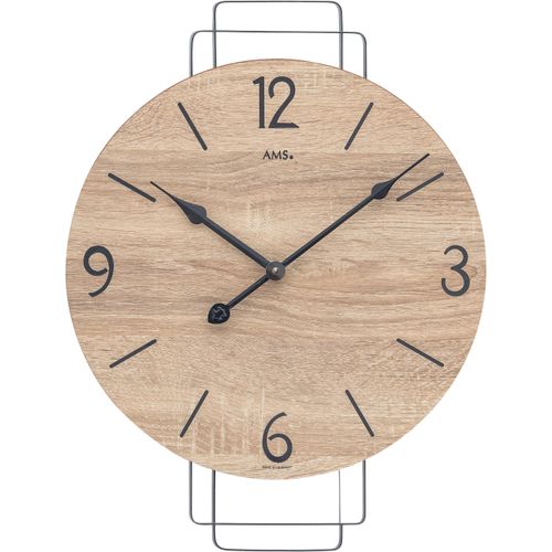 Wanduhr AMS, braun (schwarz, braun), Wanduhren, B/H/L: 35cm x 5cm x 48cm, Made in Germany,Wohnzimmer,Esszimmer,Küche,Arbeitszimmer,Büro,Flur