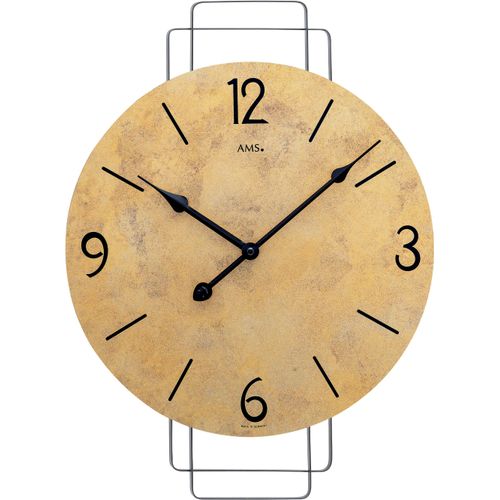 Wanduhr AMS, bunt (schwarz, altgoldfarben), Wanduhren, B/H/L: 35cm x 5cm x 48cm, Made in Germany,Wohnzimmer,Esszimmer,Küche,Arbeitszimmer,Büro,Flur