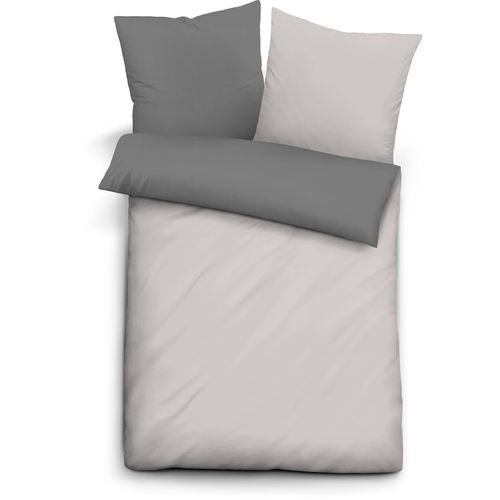 Bettwäsche BIBERNA Gr. 2, grau (hellgrau, dunkelgrau), B/L: 155cm x 220cm, Linon, B/L: 80cm x 80cm, Linon, 100% Baumwolle, Bettwäsche