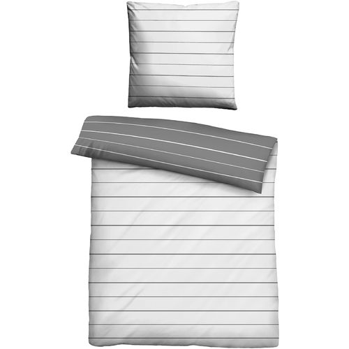 Bettwäsche BIBERNA Gr. 4, grau, B/L: 200cm x 200cm, Mako-Satin, B/L: 80cm x 80cm & 80cm x 80cm, Mako-Satin, 100% Baumwolle, Bettwäsche