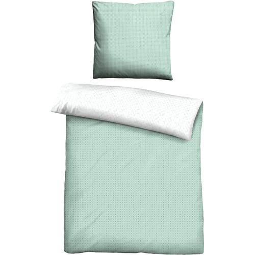 Bettwäsche BIBERNA Gr. 3, grün (mint), B/L: 155cm x 220cm, Mako-Satin, B/L: 80cm x 80cm, Mako-Satin, 100% Baumwolle, Bettwäsche