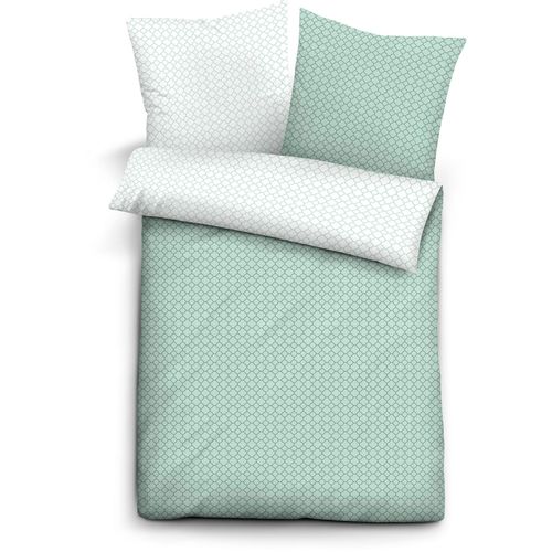 Bettwäsche BIBERNA Gr. 1, grün (mint), B/L: 135cm x 200cm, Mako-Satin, B/L: 80cm x 80cm, Mako-Satin, 100% Baumwolle, Bettwäsche
