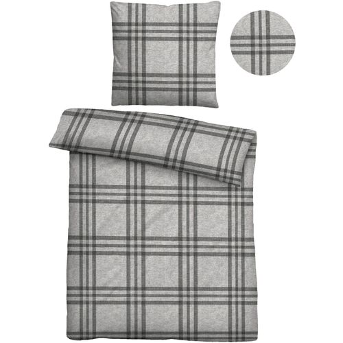 Bettwäsche BIBERNA Gr. 2, grau, B/L: 155cm x 220cm, Biber-Feinbiber, B/L: 80cm x 80cm, Biber, Feinbiber, 100% Baumwolle, Bettwäsche