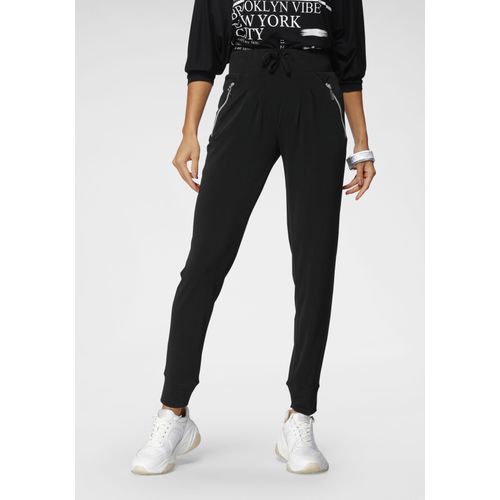 Jogger Pants LAURA SCOTT, Damen, Gr. 46, N-Gr, schwarz, Jersey, Obermaterial: 95% Polyester, 5% Elasthan, gepflegt, feminin, bequem knöchellang, Hosen, mit Reißverschlusstaschen, Topseller