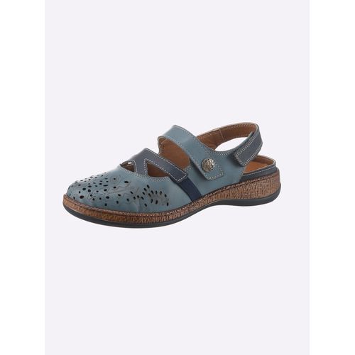 Slipper CASUAL LOOKS, Damen, Gr. 37, blau (jeansblau), Glattleder, sportlich, Schuhe