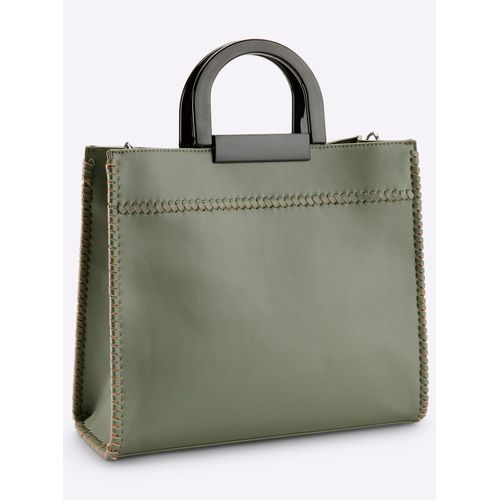 Handtasche HEINE, Damen, Gr. B/H/T: 31cm x 27cm x 12cm, grün (khaki), Viskosemischung, unifarben, Taschen