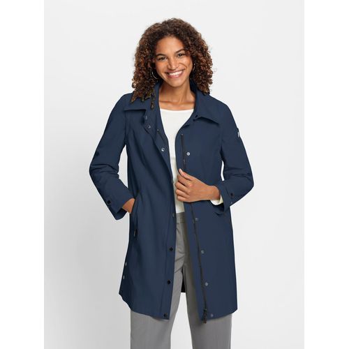 Langjacke CASUAL LOOKS, Damen, Gr. 36, blau (dunkelblau), 64% Baumwolle, 36% Polyamid, unifarben, Langarm, Jacken