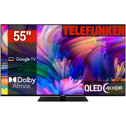 TELEFUNKEN QLED-Fernseher, E (A-G), schwarz, 55, Fernseher