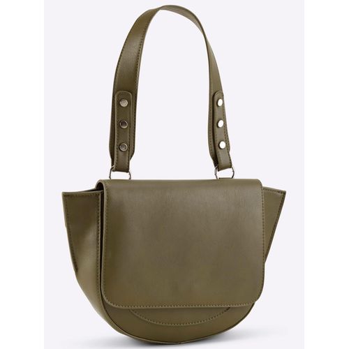 Handtasche HEINE, Damen, Gr. B/H/T: 32cm x 23cm x 6,5cm, grün (khaki), Viskosemischung, Metall, unifarben, Taschen