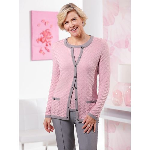 Strickjacke CLASSIC, Damen, Gr. 54, rosa (rosé), 55% Baumwolle, 45% Viskose, gemustert, mehrfarbig, Langarm, Strickjacken