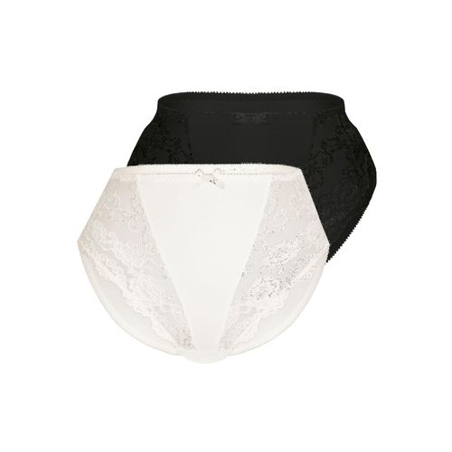 Miederslip SASSA Gr. 40, schwarz (pearl, schwarz), Damen, Obermaterial: 85% Polyamid, 15% Elasthan, unifarben, Unterhosen, mit Spitzeneinsatz