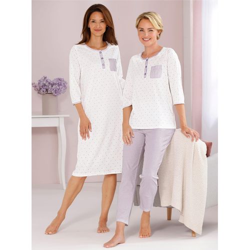 Schlafanzug WÄSCHEPUR, Damen, Gr. 36/38, lila (ecru, flieder), 100% Baumwolle, Homewear-Sets