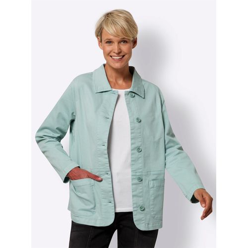 Jeansjacke CLASSIC BASICS, Damen, Gr. 54, grün (kalkmint), 97% Baumwolle, 3% Elasthan, unifarben, Langarm, Jacken