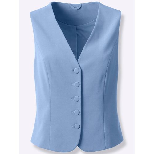 Kurzweste CREATION L, Damen, Gr. 44, blau (himmelblau), 63% Polyester, 34% Viskose, 3% Elasthan, unifarben, Westen