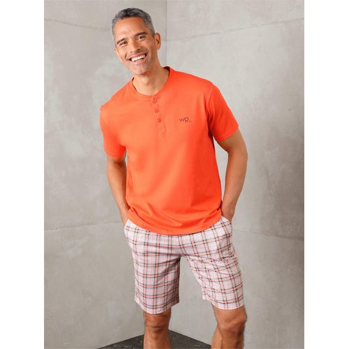 Shorty WÄSCHEPUR, Herren, Gr. 52/54, orange, grau, kariert, 100% Baumwolle, Homewear-Sets