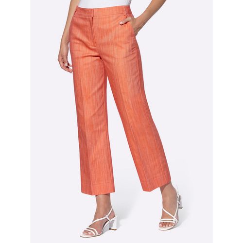 Bügelfaltenhose HEINE, Damen, Gr. 42, Normalgrößen, orange (orange, champagner, meliert), 65% Baumwolle, 30% Polyester, 5% Elasthan, meliert, unifarben, 7/8-Länge, Hosen