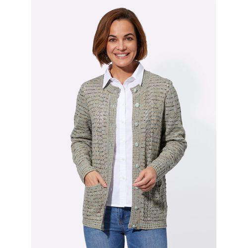 Strickjacke CLASSIC BASICS, Damen, Gr. 42, grün (kalkmint, meliert), 100% Polyacryl, meliert, Langarm, Strickjacken