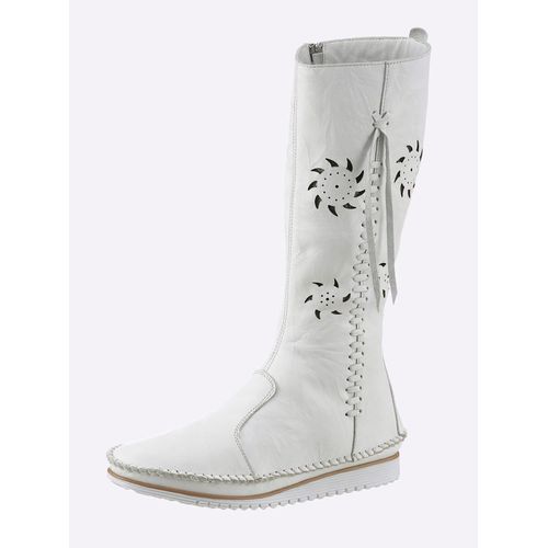 Stiefel ANDREA CONTI, Damen, Gr. 36, weiß, Leder, Glattleder, Glattleder, modisch, Schuhe
