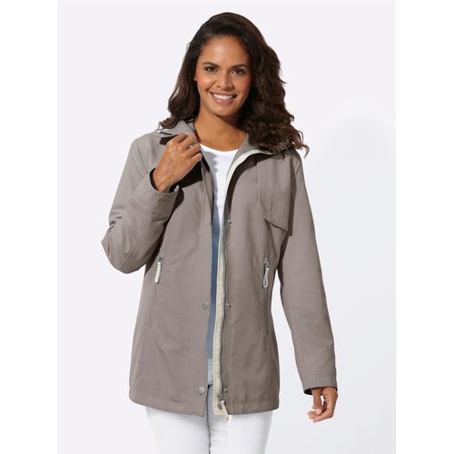 Langjacke CASUAL LOOKS, Damen, Gr. 44, grau (taupe), 100% Polyester, unifarben, Langarm, Jacken