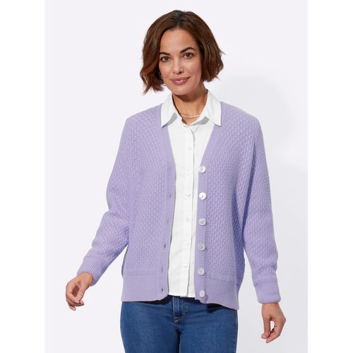 Strickjacke CLASSIC BASICS, Damen, Gr. 46, lila (flieder), 100% Polyacryl, unifarben, Langarm, Strickjacken