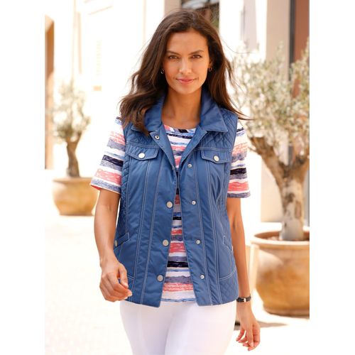 Steppweste CASUAL LOOKS, Damen, Gr. 42, blau (jeansblau), 100% Polyester, Wattierung:100% Polyester, unifarben, Westen