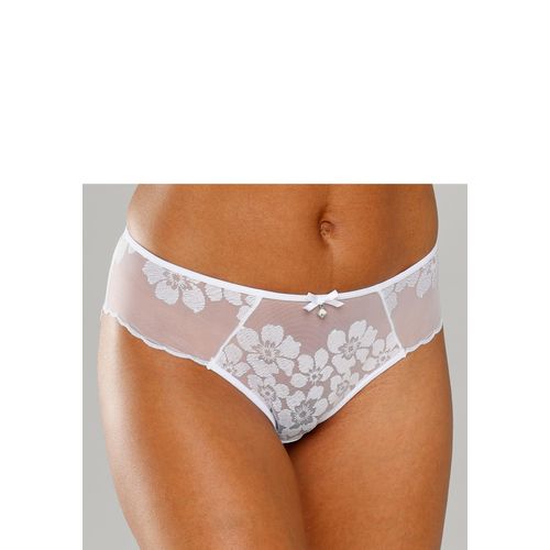 Slip, Damen, Gr. 48/50, weiß, Spitze, Obermaterial: 60% Polyamid, 30% Polyester, 10% Elasthan, LASCANA BELLE AFFAIRE, Unterhosen, leicht transparenter Stickerei Spitze