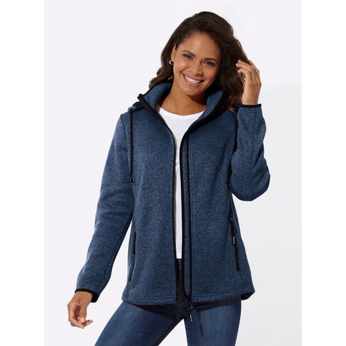 Fleecejacke CASUAL LOOKS, Damen, Gr. 52, blau (jeansblau, meliert), 100% Polyester, meliert, Langarm, Jacken