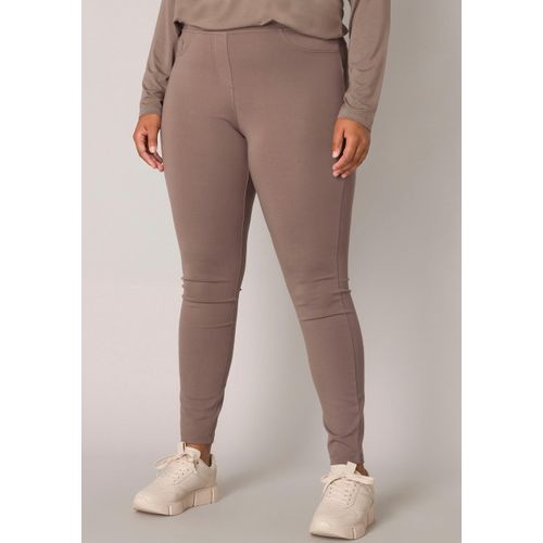 Treggings BASE LEVEL CURVY, Damen, Gr. 48, N-Gr, grau (schwarz taupe), Obermaterial: 65% Viskose, 30% Nylon, 5% Elasthan, casual, regular fit, Hosen, mit elastischem Bund