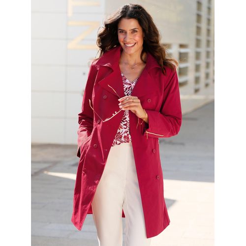 Trenchcoat INSPIRATIONEN, Damen, Gr. 44, rot (kirsche), 64% Baumwolle, 36% Polyamid, unifarben, unifarben mit Farbeinsatz, unifarben mit Farbeinsätzen, Mäntel