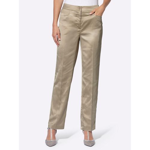 Bügelfaltenhose HEINE, Damen, Gr. 38, Normalgrößen, beige, 97% Polyester, 3% Elasthan, unifarben, lang, Hosen