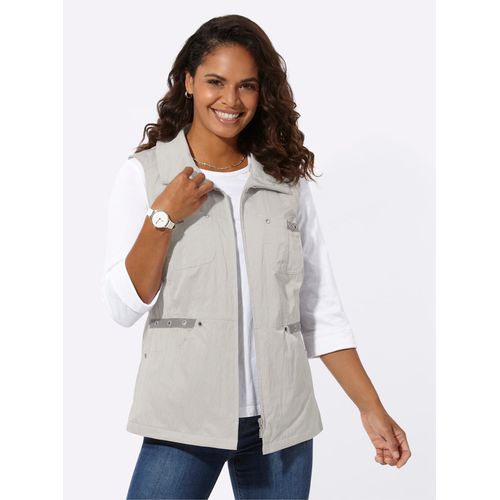 Kurzweste CASUAL LOOKS, Damen, Gr. 40, grau (hellgrau), 55% Polyester, 45% Polyamid, unifarben, Westen