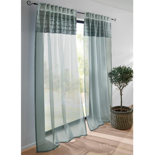 Gardine HEINE HOME Gr. 4, grün (salbei), B:135cm H:245cm, Polyester, Gardinen