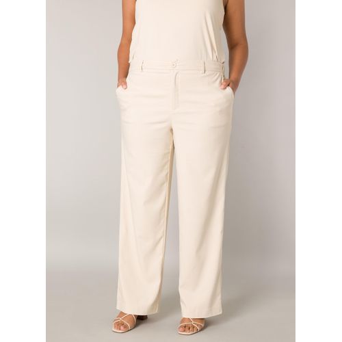 Stoffhose BASE LEVEL CURVY, Damen, Gr. 44, N-Gr, beige, Stoff, Obermaterial: 77% Viskose, 20% Nylon, 3% Elasthan, unifarben, casual, bequem normal, Hosen, mit Schlag und Viskose