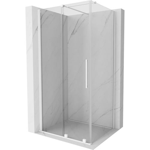 Mexen Velar ausziehbare Duschabtrennung 150 x 100 cm, transparent, Weiß - 871-150-100-01-20