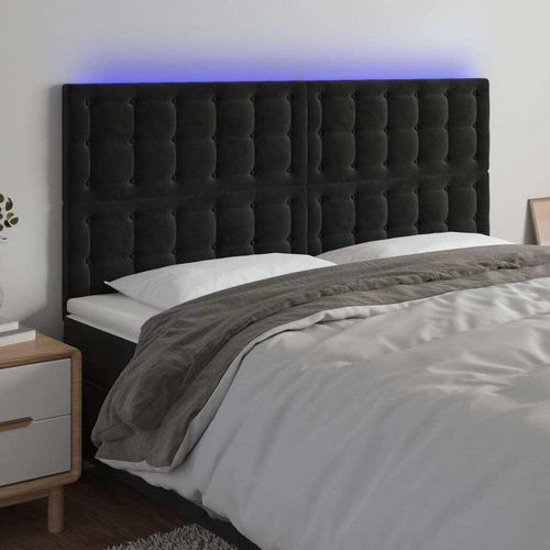 LED Kopfteil Schwarz 200x5x118/128 cm Samt