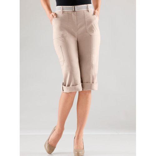 Caprihose CASUAL LOOKS, Damen, Gr. 22, Kurzgrößen, beige, 98% Baumwolle, 2% Elasthan, unifarben, kurz, Hosen