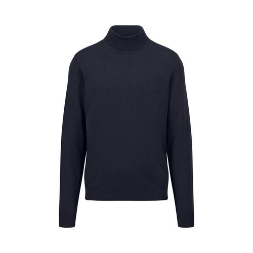 Rollkragenpullover FYNCH-HATTON, Herren, Gr. XL, blau (navy), Strick, Obermaterial: 100% Baumwolle, casual, regular fit hüftbedeckend, hoch geschlossener Ausschnitt, Langarm Strickbündchen, Pullover, mit Logostickerei auf der Brust