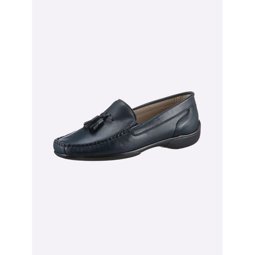 Mokassin CLASSIC, Damen, Gr. 37, blau (marine), Rindsleder, Glattleder, Leder, Basic, Schuhe