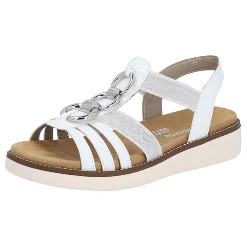 Sandale REMONTE, Damen, Gr. 36, silber (weiß, silberfarben), Lederimitat, casual, Schuhe, Sommerschuh, Sandalette, Keilabsatz, mit praktischen Gummizügen