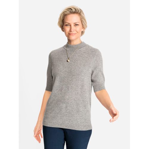 Kaschmirpullover CLASSIC "Kaschmir-Pullover", Damen, Gr. 40/42, grau (grau, meliert), 100% Kaschmir, meliert, Kurzarm, Pullover