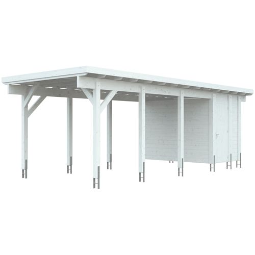 Carport-Geräteraum KIEHN-HOLZ, weiß, Holz, Gerätehäuser, BxT: 299x174 cm, nur für Carport KH 320/321