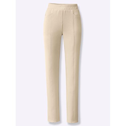 Sweathose HEINE, Damen, Gr. 40, Normalgrößen, beige (sand), 50% Modal, 44% Polyester, 6% Elasthan, unifarben, lang, Hosen