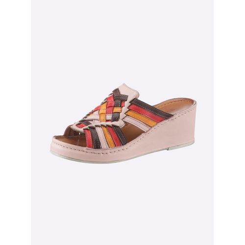 Pantolette GEMINI, Damen, Gr. 42, beige (beige, rot), Glattleder, modisch, Schuhe