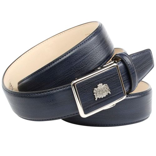 Ledergürtel ANTHONI CROWN, Damen, Gr. 105, blau, Leder, unifarben, klassisch, Gürtel, mit filigranem Metall-Logo