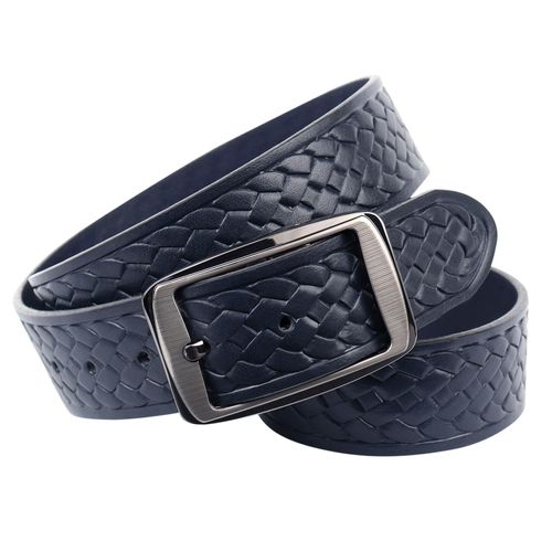 Ledergürtel ANTHONI CROWN, Damen, Gr. 105, blau (dunkelblau), Leder, unifarben, Flechtoptik, modisch,klassisch, Gürtel, Pflanzlich gegerbter Vollrindledergürtel mit Flecht-Prägung