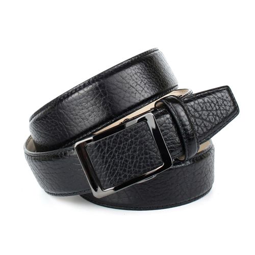 Ledergürtel ANTHONI CROWN, Damen, Gr. 105, schwarz, Leder, unifarben, genarbt, casual,elegant,klassisch,festlich, Gürtel, mit schwarzer glänzender Gürtelschließe