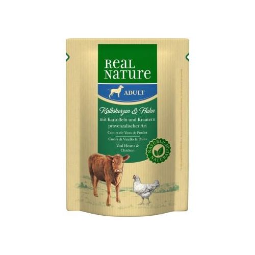 REAL NATURE Adult Pouches Kalbsherzen & Huhn 6x300 g