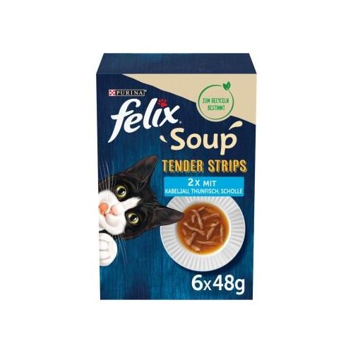 Felix Soup Tender Strips Suppe 6x48g Kabeljau, Thunfisch, Scholle