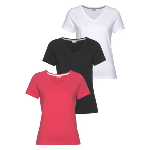 T-Shirt EASTWIND, Damen, Gr. 48/50, bunt (schwarz, koralle, weiß), Single Jersey, Obermaterial: 100% Baumwolle, Basic, figurumspielend hüftlang, Kurzarm, Shirts, Kurzarm, figurumspielend, aus Baumwolle, im 3er-Pack, Topseller