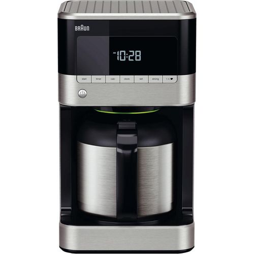 Braun PurAroma 7 KF 7125 Kaffeemaschine für Zuhause: Filterkaffeemaschine mit Thermoskanne und Timerfunktion, Einzelportionskaffeemaschine, 1000 Watt, schwarz/Edelstahl